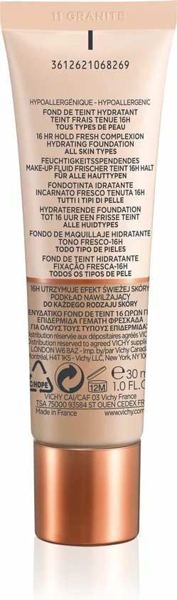 Vichy Min Ralblend Foundation - 11 Granite - 30ML - Natuurlijke Dekking 5 Vichy Min Ralblend Foundation - 11 Granite - 30ML - Natuurlijke Dekking - Afbeelding 5