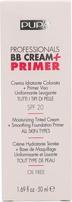 Pupa Milano Professionals BB Cream + Primer - Nude 001 2 Pupa Milano Professionals BB Cream + Primer - Nude 001 - Afbeelding 2