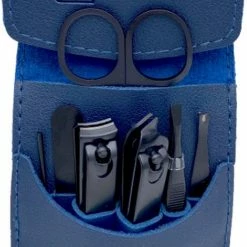 Fritzline Manicureset 7 Delig - Nagelset Incl. Nagelvijl & Nagelknipper - Blauw Leren Etui