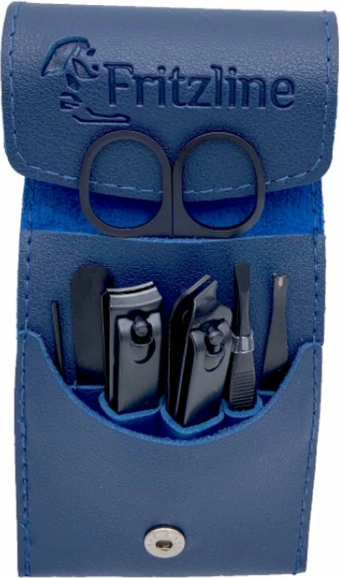 Fritzline Manicureset 7 Delig - Nagelset Incl. Nagelvijl & Nagelknipper - Blauw Leren Etui 1 Fritzline Manicureset 7 Delig - Nagelset Incl. Nagelvijl & Nagelknipper - Blauw Leren Etui