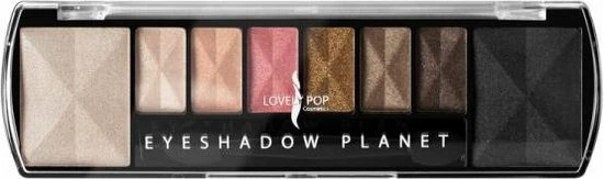 Lovely Pop Cosmetics - Oogschaduw Palette - Planet Saturn - Met Lange Applicator - 8 Kleuren: Wit / Cr Me / Roze / Goud / Bruin / Zwart - 1 Doosje Met 9 Gram Inhoud - Afmeting Doosje: 14,7 X 4,4 Centimeter 1 Lovely Pop Cosmetics - Oogschaduw Palette - Planet Saturn - Met Lange Applicator - 8 Kleuren: Wit / Cr Me / Roze / Goud / Bruin / Zwart - 1 Doosje Met 9 Gram Inhoud - Afmeting Doosje: 14,7 X 4,4 Centimeter