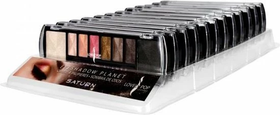 Lovely Pop Cosmetics - Oogschaduw Palette - Planet Saturn - Met Lange Applicator - 8 Kleuren: Wit / Cr Me / Roze / Goud / Bruin / Zwart - 1 Doosje Met 9 Gram Inhoud - Afmeting Doosje: 14,7 X 4,4 Centimeter 2 Lovely Pop Cosmetics - Oogschaduw Palette - Planet Saturn - Met Lange Applicator - 8 Kleuren: Wit / Cr Me / Roze / Goud / Bruin / Zwart - 1 Doosje Met 9 Gram Inhoud - Afmeting Doosje: 14,7 X 4,4 Centimeter - Afbeelding 2
