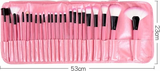 Merkloos Make-up Kwasten | Make-up Geschenksets | Oogschaduw Borstel | Contourborstel | Wenkbrauw Borstel | Oogpotlood | 24-delig | Met Etui | Roze | Able & Borret 4 Merkloos Make-up Kwasten | Make-up Geschenksets | Oogschaduw Borstel | Contourborstel | Wenkbrauw Borstel | Oogpotlood | 24-delig | Met Etui | Roze | Able & Borret - Afbeelding 4