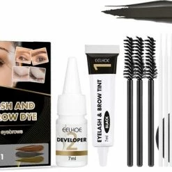 Eelhoe 2 In 1 - Henna Wenkbrauwverf En Wimperverf - Zwart - Henna Brows - DIY Henna Brows Kit - Starterspakket