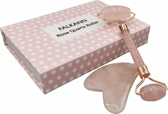 Falkann Verbeterde Jade Roller + Gua Sha Schraper - Gezichtsroller - Face Roller - Rose Quartz Roller - Inclusief Luxe Beschermdoos Pink & White 2 Falkann Verbeterde Jade Roller + Gua Sha Schraper - Gezichtsroller - Face Roller - Rose Quartz Roller - Inclusief Luxe Beschermdoos Pink & White - Afbeelding 2