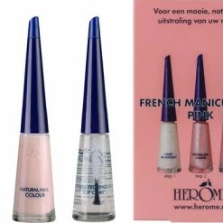 Herome French Manicure Set Pink - Complete Set In 3 Stappen Een French Manicure - Met Een Pink Kleurlak, Een Witte Nagellak Voor De Nagelranden En Een Top Coat - 3x10ml.