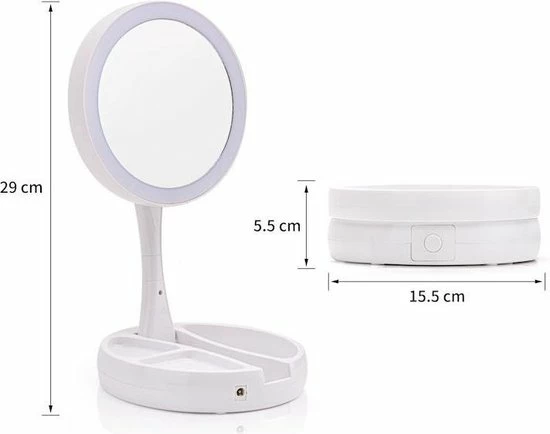 Decopatent Inklapbare Make-Up Spiegel Met LED Verlichting - 10x Vergroting - Opvouwbare Staande Makeup Spiegel - Vergrootspiegel 10 Decopatent Inklapbare Make-Up Spiegel Met LED Verlichting - 10x Vergroting - Opvouwbare Staande Makeup Spiegel - Vergrootspiegel - Afbeelding 10