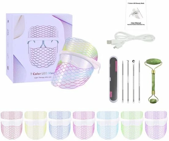 Top Goods Lichtgewicht LED Masker | 7 Kleuren | Huidverjonging | Vette Onzuivere Huid En Acne Behandeling | Met Jade Roller & Comedonenlepel Set 11 Top Goods Lichtgewicht LED Masker | 7 Kleuren | Huidverjonging | Vette Onzuivere Huid En Acne Behandeling | Met Jade Roller & Comedonenlepel Set - Afbeelding 11