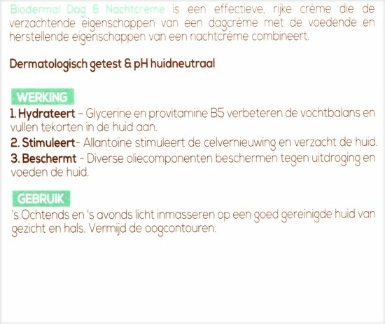 Biodermal Dagcreme -en Nachtcr Me - Hydraterend En Voedend - 50ml 4 Biodermal Dagcreme -en Nachtcr Me - Hydraterend En Voedend - 50ml - Afbeelding 4