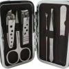 Benson Manicure Set - Nagelset - 6 Delig - RVS - Hoogwaardige Kwaliteit - Vakantie - Reis -Etui - Bruin