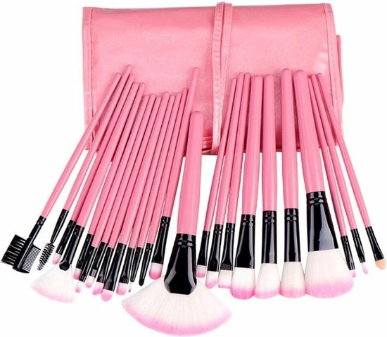 Merkloos Make-up Kwasten | Make-up Geschenksets | Oogschaduw Borstel | Contourborstel | Wenkbrauw Borstel | Oogpotlood | 24-delig | Met Etui | Roze | Able & Borret 2 Merkloos Make-up Kwasten | Make-up Geschenksets | Oogschaduw Borstel | Contourborstel | Wenkbrauw Borstel | Oogpotlood | 24-delig | Met Etui | Roze | Able & Borret - Afbeelding 2