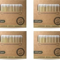 Merkloos Wattenstaafjes Hout - 200 Stuks X 4 - Houten Wattenstaafjes - Cotton Buds - Milieuvriendelijk - Afbreekbare Wattenstaafjes - Bamboe