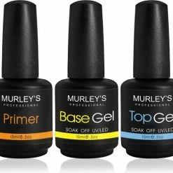 MURLEY'S MURLEY’s Primer Base Coat Top Coat 3 In 1 Set Voor Gellak Polygel Acryl Basecoat & Topcoat - 3x 15ml - Gel Nagellak - Gelnagellak - UV / LED Lamp Gelnagels