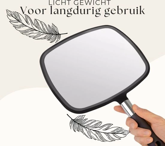 MOONIE'S? MOONIE'S Handspiegel Met Handvat - Make Up Spiegel - Scheerspiegel - Kappersspiegel - Zwart 4 MOONIE'S? MOONIE'S Handspiegel Met Handvat - Make Up Spiegel - Scheerspiegel - Kappersspiegel - Zwart - Afbeelding 4