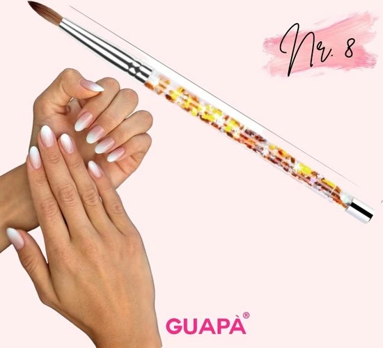 GUAP?? GUAP - Acryl Glitter Goud Penseel Nr #8 - Uniek Design - High Quality & 100% Nylon - Nagel Penselen 2 GUAP?? GUAP - Acryl Glitter Goud Penseel Nr #8 - Uniek Design - High Quality & 100% Nylon - Nagel Penselen - Afbeelding 2