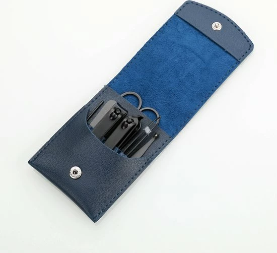 Fritzline Manicureset 7 Delig - Nagelset Incl. Nagelvijl & Nagelknipper - Blauw Leren Etui 2 Fritzline Manicureset 7 Delig - Nagelset Incl. Nagelvijl & Nagelknipper - Blauw Leren Etui - Afbeelding 2