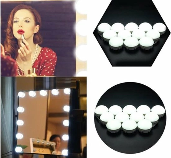Jumalu Hollywood Spiegellampen Spiegelverlichting Met 10 LED Lampen Dimbare Make Up Spiegel Lamp 4 Meter Kabel 7 Jumalu Hollywood Spiegellampen Spiegelverlichting Met 10 LED Lampen Dimbare Make Up Spiegel Lamp 4 Meter Kabel - Afbeelding 7
