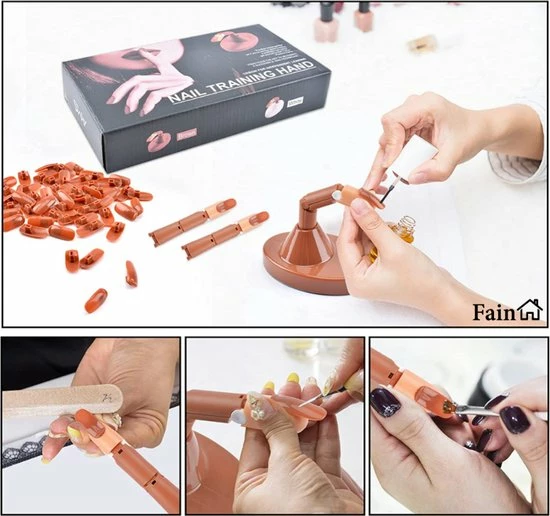 Fain Oefenhand Voor Nagels Nail Trainer Vinger All-in-1 Set Incl. 80 Kunstnagels Nail Art Nagel Set Nail Trainer Hand 12 Fain Oefenhand Voor Nagels Nail Trainer Vinger All-in-1 Set Incl. 80 Kunstnagels Nail Art Nagel Set Nail Trainer Hand - Afbeelding 12