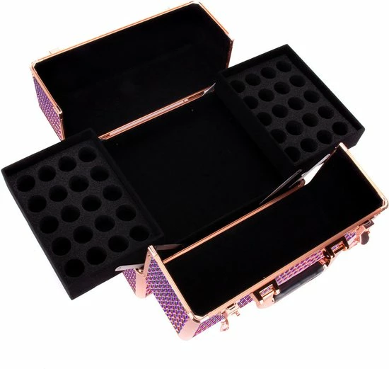 Imprezz Beautycase - Nagel Koffer - Make Up Koffer - Rose Goud Hologram 2 - Met Super Handige Indeling Voor Nagellakken Of Flesjes 2 Imprezz Beautycase - Nagel Koffer - Make Up Koffer - Rose Goud Hologram 2 - Met Super Handige Indeling Voor Nagellakken Of Flesjes - Afbeelding 2