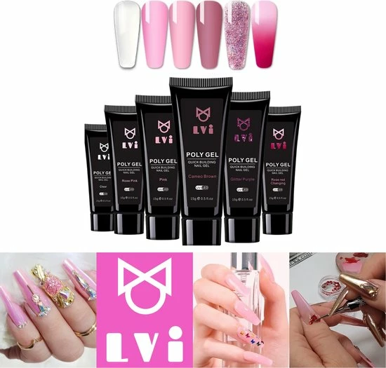 Elvi Polygel Starterskit - Complete Set Inc. USB UV/Led Mini Lamp-Nagelverlenging- Polygel 6 X 15g Perfecte Kleuren Roze - Polyacryl UV Nagellak-Quick Extension Temperature Color Changing UV Gel Pink 8 Elvi Polygel Starterskit - Complete Set Inc. USB UV/Led Mini Lamp-Nagelverlenging- Polygel 6 X 15g Perfecte Kleuren Roze - Polyacryl UV Nagellak-Quick Extension Temperature Color Changing UV Gel Pink - Afbeelding 8