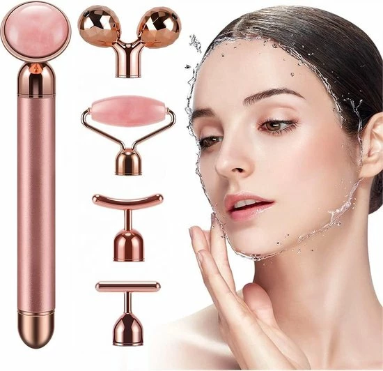 Glamour Care - 5-in-1 Elektrische Jade Roller - Rose Gold 4 Glamour Care - 5-in-1 Elektrische Jade Roller - Rose Gold - Afbeelding 4