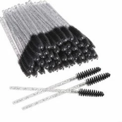 HMQ Beauty Wegwerp Wimper En Wenkbrauw Borsteltjes - Mascara Borsteltjes - Zwart Glitter - 50 Stuks