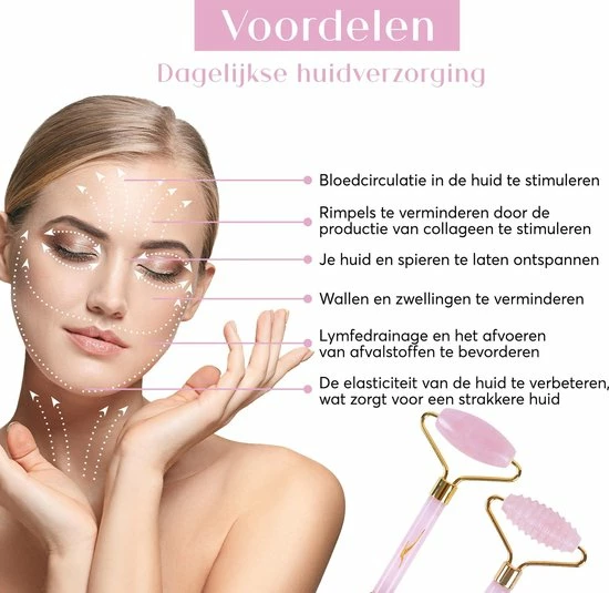 Sensage Rozenkwarts Roller Met Gua Sha Steen | Massage Jade Roller | 100% Natuurlijk Rose Quartz | Gezichtsroller | Face Roller | Roller | Gezichtsmassage | 4-delige Beauty Set 2 Sensage Rozenkwarts Roller Met Gua Sha Steen | Massage Jade Roller | 100% Natuurlijk Rose Quartz | Gezichtsroller | Face Roller | Roller | Gezichtsmassage | 4-delige Beauty Set - Afbeelding 2