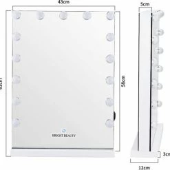 Bright Beauty Vanity Hollywood Make Up Spiegel Met Verlichting - H 58 X B 43 Cm - Zonder Rand - Drie Lichtstanden - Wit 11 Bright Beauty Vanity Hollywood Make Up Spiegel Met Verlichting - H 58 X B 43 Cm - Zonder Rand - Drie Lichtstanden - Wit -Givenchy-winkel 550x539 5