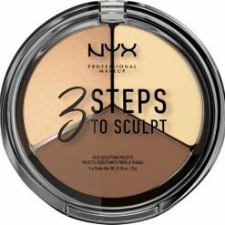 NYX Professional Makeup 3 Steps To Sculpt Face Sculpting Palette - Light 3STS02 - Highlighter En Contouring Make-up - 15 Gr
