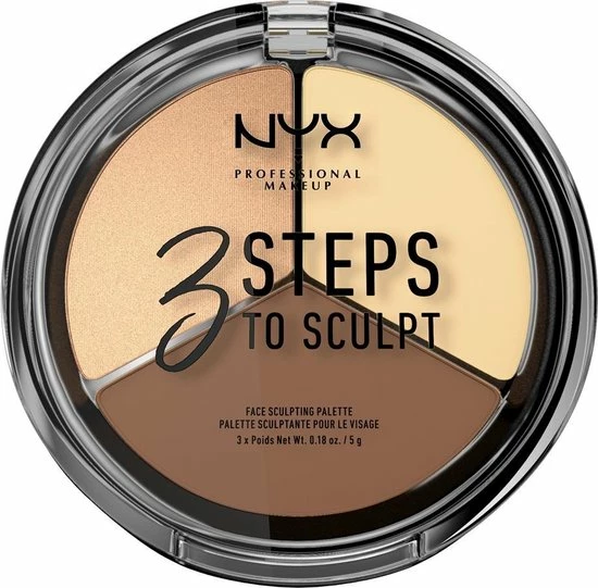NYX Professional Makeup 3 Steps To Sculpt Face Sculpting Palette - Light 3STS02 - Highlighter En Contouring Make-up - 15 Gr 1 NYX Professional Makeup 3 Steps To Sculpt Face Sculpting Palette - Light 3STS02 - Highlighter En Contouring Make-up - 15 Gr