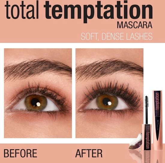 Maybelline Total Temptation Mascara - Zwart 2 Maybelline Total Temptation Mascara - Zwart - Afbeelding 2
