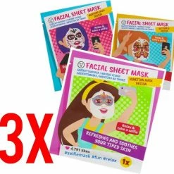 SelfieMasker 3X Selfie Mask | Sheet Mask | Gezichtsmasker | Gezichtsverzorging | Gezicht Hydratatie | Huidverzorging | Anti Uitdroging Voor Gezicht Verfrissend En Herstellend | Anti Vermoeidheid |
