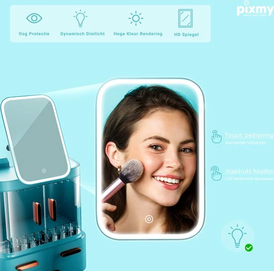 PIXMY - Make Up Organizer Ladekastje Sieraden Houder COMLLEDGroen 2 PIXMY - Make Up Organizer Ladekastje Sieraden Houder COMLLEDGroen - Afbeelding 2