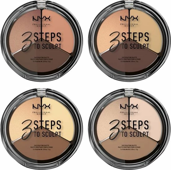 NYX Professional Makeup 3 Steps To Sculpt Face Sculpting Palette - Light 3STS02 - Highlighter En Contouring Make-up - 15 Gr 6 NYX Professional Makeup 3 Steps To Sculpt Face Sculpting Palette - Light 3STS02 - Highlighter En Contouring Make-up - 15 Gr - Afbeelding 6