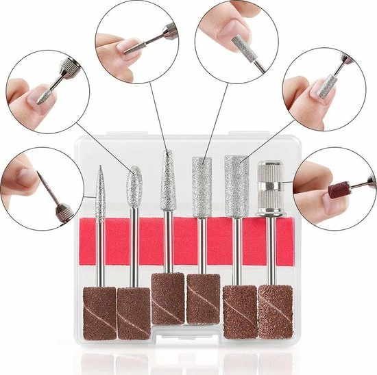 Royala - Manicure & Pedicure Set Elektrische Nagelvijl Nagelfrees - Nail Drill - Geschikt Voor Natuurlijke Nagels - Nepnagels - Gellak - Gelnagels - Acrylnagels - 6 Opzetstukken - Rood 2 Royala - Manicure & Pedicure Set Elektrische Nagelvijl Nagelfrees - Nail Drill - Geschikt Voor Natuurlijke Nagels - Nepnagels - Gellak - Gelnagels - Acrylnagels - 6 Opzetstukken - Rood - Afbeelding 2