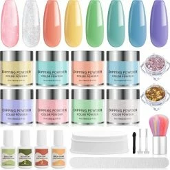 GLAMADOR Dipping Powder Nailset - Starter Kit - Aanvul Kit - 8 Kleuren - Dip Poeder - Meest Complete Starterspakket - Nagelset - Cadeau Voor Vrouwen