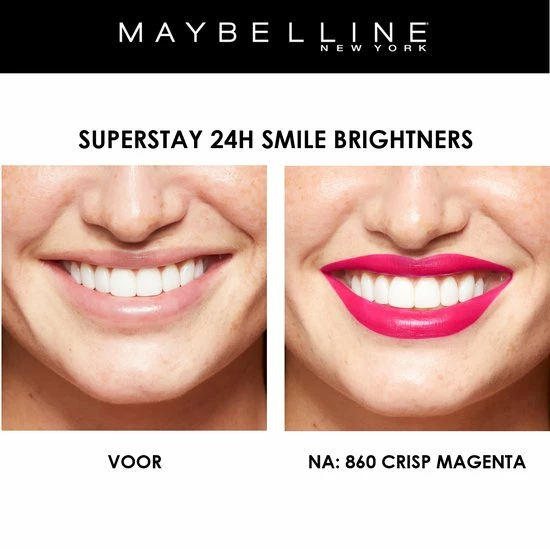 Maybelline SuperStay 24H Smile Brighters Lippenstift - 860 Crisp Magenta - Roze - Langhoudend 7 Maybelline SuperStay 24H Smile Brighters Lippenstift - 860 Crisp Magenta - Roze - Langhoudend - Afbeelding 7