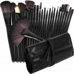AA Commerce Professionele 24-Delige Make-Up Kwastenset - Cosmetica Visagie Makeup Kwasten Set - Mascara/Oogschaduw/Concealer/Foundation/Blush/Eyeliner/Highlighter/Poederkwast Beauty Brush - Contourkwast Make Up Brushes Borstels Penselen - Met Luxe Opberg Etui