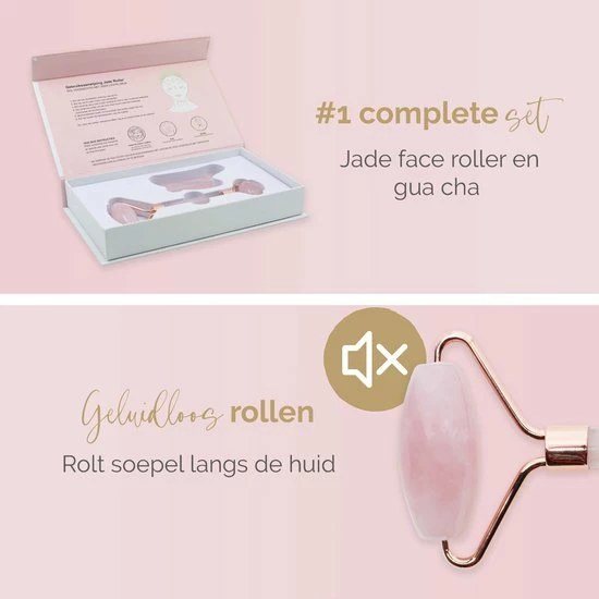 Belleza Rodante Rozenkwarts Jade Roller & Gua Sha Steen - Gezichtsroller - Gezichtsmassage - Rose Quartz - Steen Der Liefde - Met Giftbox 4 Belleza Rodante Rozenkwarts Jade Roller & Gua Sha Steen - Gezichtsroller - Gezichtsmassage - Rose Quartz - Steen Der Liefde - Met Giftbox - Afbeelding 4