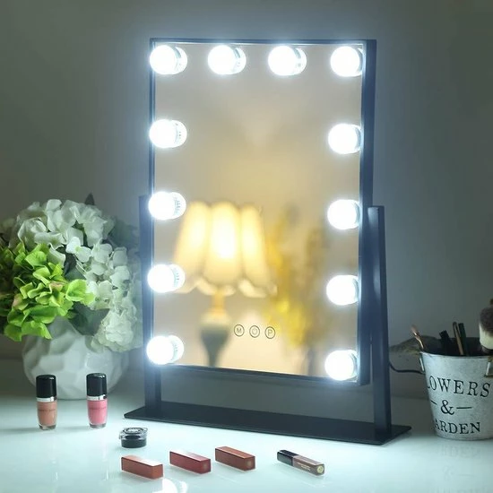 Bright Beauty Vanity Make Up Spiegel Met Verlichting - Zwart - Dimbaar Met Drie Lichtstanden 6 Bright Beauty Vanity Make Up Spiegel Met Verlichting - Zwart - Dimbaar Met Drie Lichtstanden - Afbeelding 6