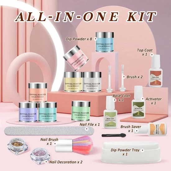 GLAMADOR Dipping Powder Nailset - Starter Kit - Aanvul Kit - 8 Kleuren - Dip Poeder - Meest Complete Starterspakket - Nagelset - Cadeau Voor Vrouwen 2 GLAMADOR Dipping Powder Nailset - Starter Kit - Aanvul Kit - 8 Kleuren - Dip Poeder - Meest Complete Starterspakket - Nagelset - Cadeau Voor Vrouwen - Afbeelding 2