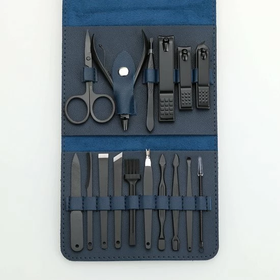 Fritzline© Professionele Manicureset 16-delig | Nagelset Incl. Nagelvijl & Nagelknipper | Lederen Blauwe Etui | Manicure Pedicure Set 2 Fritzline© Professionele Manicureset 16-delig | Nagelset Incl. Nagelvijl & Nagelknipper | Lederen Blauwe Etui | Manicure Pedicure Set - Afbeelding 2