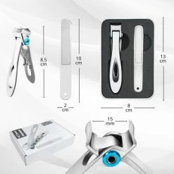 AdroitGoods Nagelknipper Set - Nageltang - Nagelschaar - Kalknagels - Teennagel - Pedicure - Incl. Nagelvijl - Grijs -Givenchy-winkel 550x550 286