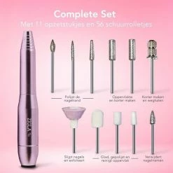 Zigla Elektrische Nagelvijl - Nagelfrees- Manicure En Pedicure Set - 6 Schuurrolletjes - 11 Opzetstukken - Ros /Goud - Vernieuwd -Givenchy-winkel 550x550 424