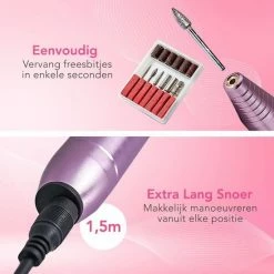 Zigla Elektrische Nagelvijl - Nagelfrees- Manicure En Pedicure Set - 6 Schuurrolletjes - 11 Opzetstukken - Ros /Goud - Vernieuwd -Givenchy-winkel 550x550 426