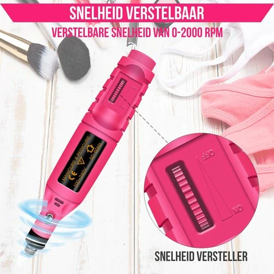 Royala - Manicure & Pedicure Set Elektrische Nagelvijl Nagelfrees - Nail Drill - Geschikt Voor Natuurlijke Nagels - Nepnagels - Gellak - Gelnagels - Acrylnagels - 6 Opzetstukken - Rood 3 Royala - Manicure & Pedicure Set Elektrische Nagelvijl Nagelfrees - Nail Drill - Geschikt Voor Natuurlijke Nagels - Nepnagels - Gellak - Gelnagels - Acrylnagels - 6 Opzetstukken - Rood - Afbeelding 3