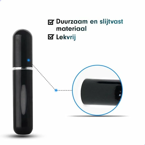 Giftshop JR Parfumflesje - Parfumflesje Voor In Vliegtuig - Hervulbaar - Navulbare Parfum Verstuiver - Voor Op Reis - Lipstick Formaat - 5ML - Zwart 9 Giftshop JR Parfumflesje - Parfumflesje Voor In Vliegtuig - Hervulbaar - Navulbare Parfum Verstuiver - Voor Op Reis - Lipstick Formaat - 5ML - Zwart - Afbeelding 9