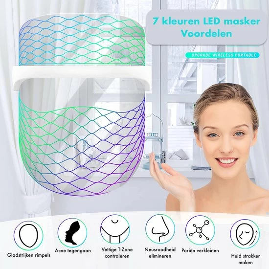 Top Goods Lichtgewicht LED Masker | 7 Kleuren | Huidverjonging | Vette Onzuivere Huid En Acne Behandeling | Met Jade Roller & Comedonenlepel Set 8 Top Goods Lichtgewicht LED Masker | 7 Kleuren | Huidverjonging | Vette Onzuivere Huid En Acne Behandeling | Met Jade Roller & Comedonenlepel Set - Afbeelding 8