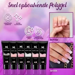 Miliano Polygel Kit - Polygel Nagels Starterspakket - Gellak Starterspakket - 6 Kleuren - Incl. UV LED Lamp & Etui -Givenchy-winkel 550x550 738
