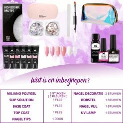 Miliano Polygel Kit - Polygel Nagels Starterspakket - Gellak Starterspakket - 6 Kleuren - Incl. UV LED Lamp & Etui -Givenchy-winkel 550x550 739